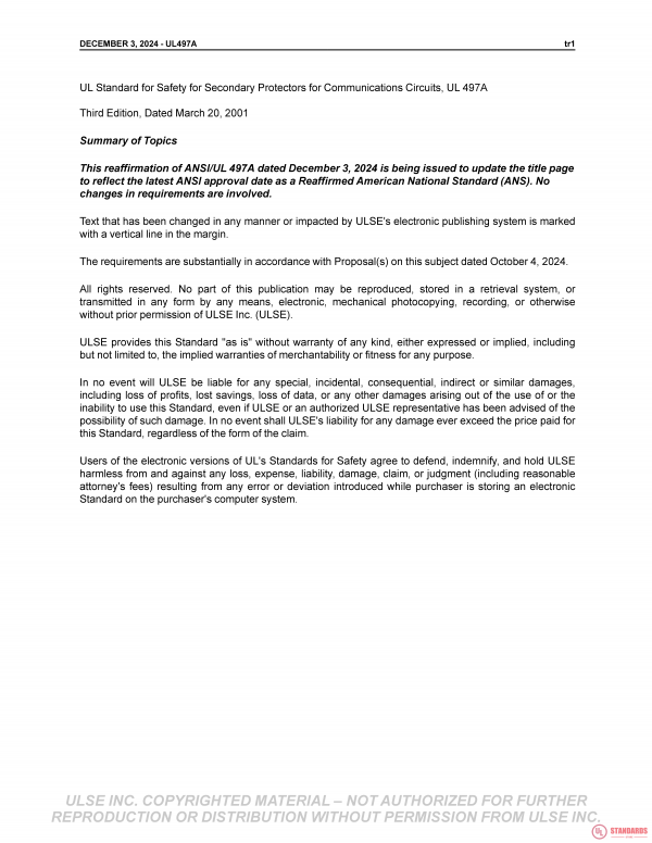 UL 497A PDF UL 497A PDF